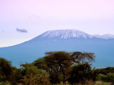 Snow on top of Mountain Kilimanjaro in Amboseli